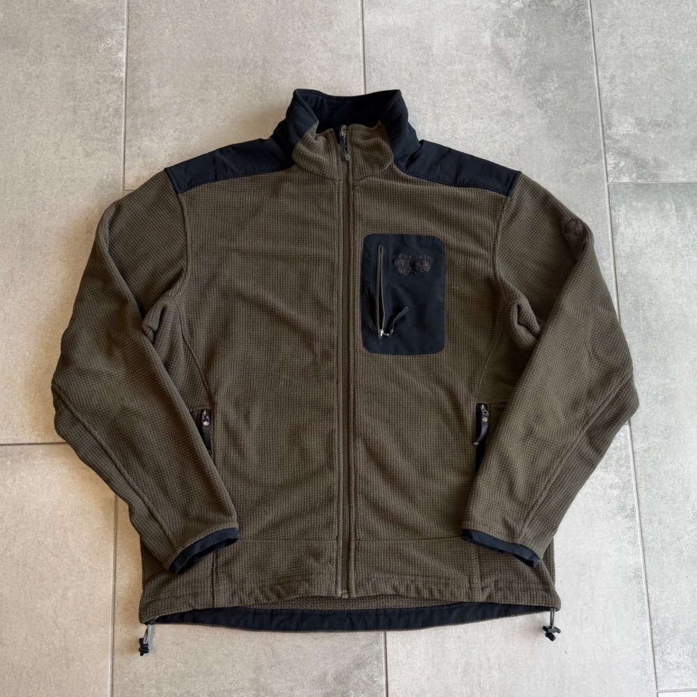 Mountain Hardwear Mens XL Polartec Power Grid Fleece Jacket Olive Green Full Zip
